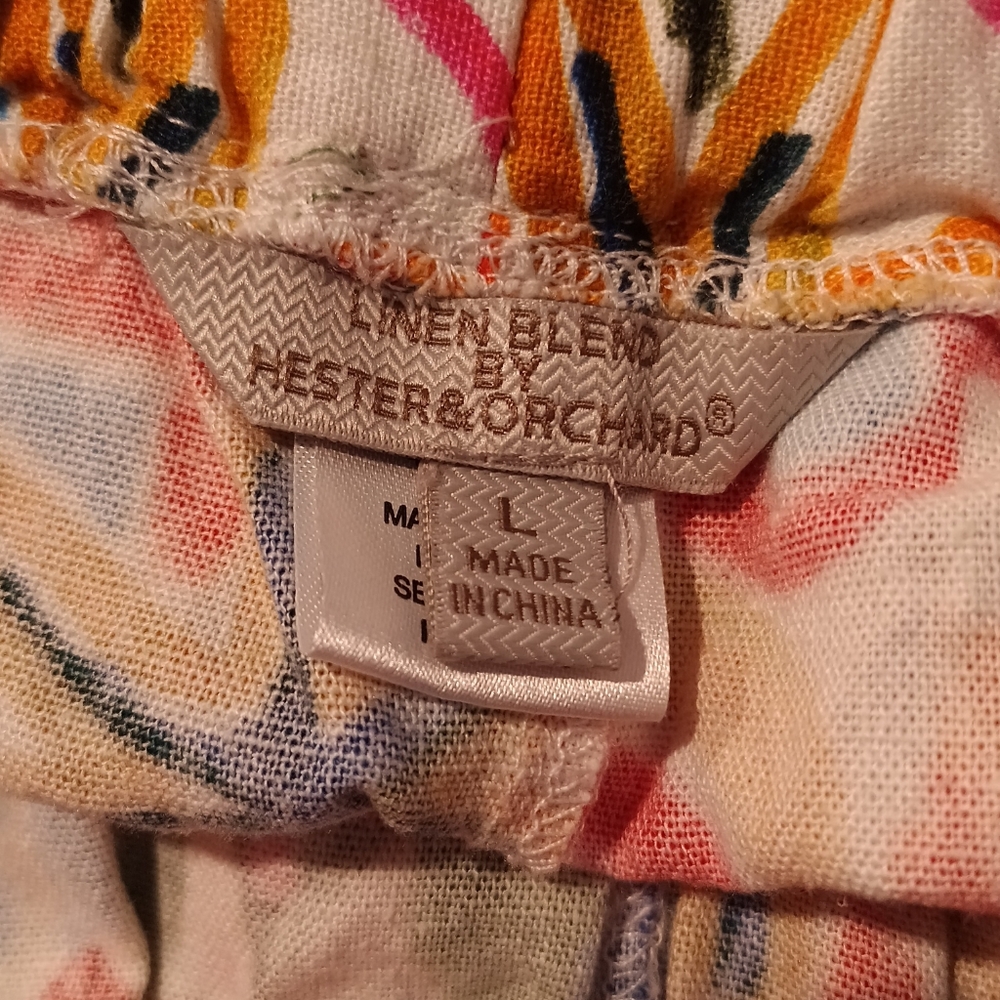 Hester & Orchard Women's Size L Multicolor Floral Shorts Linen Blend - Picture 4 of 6